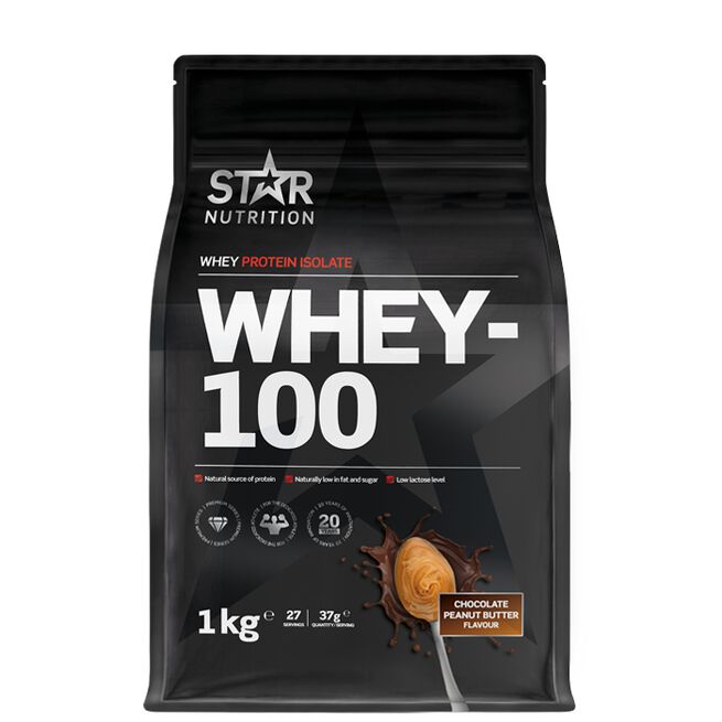 Star Nutrition Whey-100 Chocolate Peanut Butter Whey-100 Myseprotein 1 kg Chocolate Peanut butter