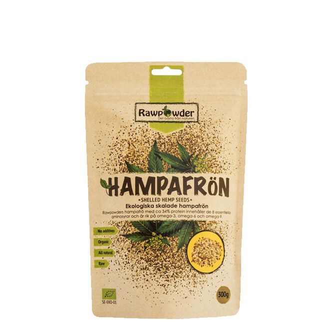 Hampefrø skrellet ØKO, 300 g Økologiske Avskallede Hampfrø 300 g