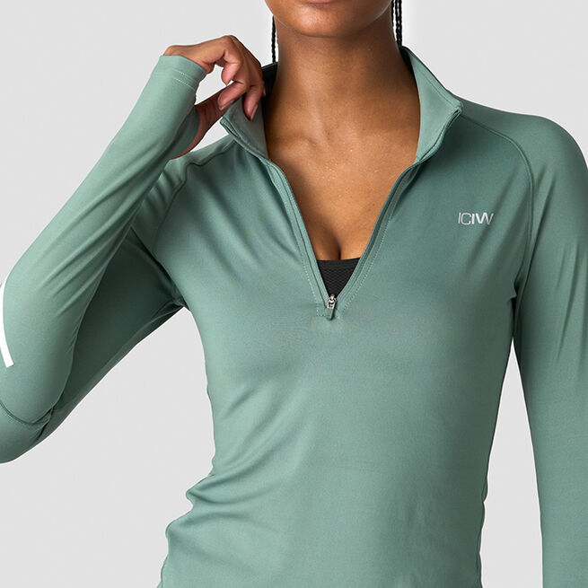 Everyday Long Sleeve 1/4 Stripe Zipper, Dark Sage Green Everyday Treningsgenser Zip Grønn