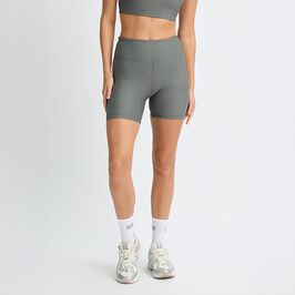 Ribbed R Bike HW Tights, Gunmetal, S  Ribbestrikkede Sykkelshorts Grønn