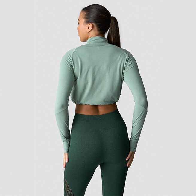 Define Cropped 1/4 Zip Adjustable, Light Moss, L  Define Kort 1/4 Zip Genser Lys Mosegrønn