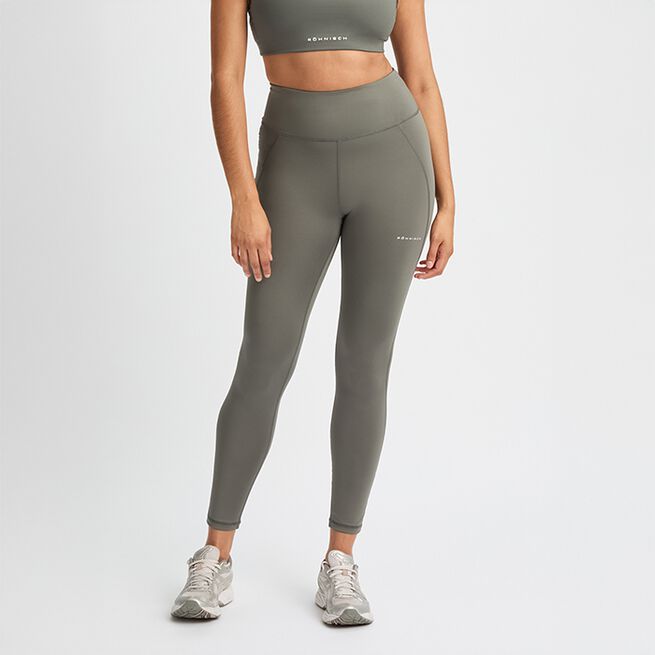 Flattering High Waist Tights, Gunmetal, L Treningstights Grønn