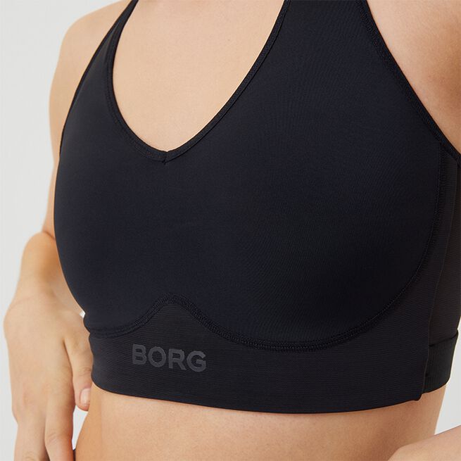 Borg Mid v Support Sports Bra, Black Beauty, XS  Mid Support Sports-BH Svart