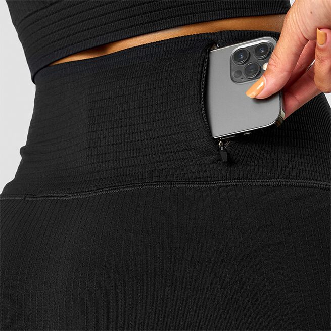 Ribbed Define Seamless Pocket Shorts, Black, L  Ribbed Define Seamless Pocket Shorts, Black