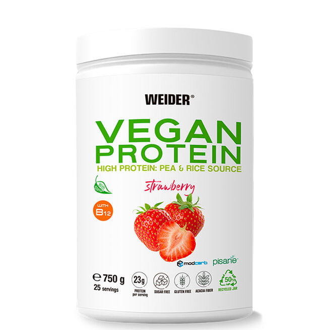 Vegan Protein, 750 g, Strawberry Vegansk Proteinpulver 750 g Strawberry