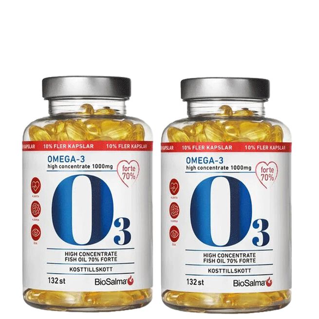 2 x Omega3 Forte 70% 1000 mg 132 kapsler 2 x Omega3 Forte 70% 1000 mg 132 kapsler