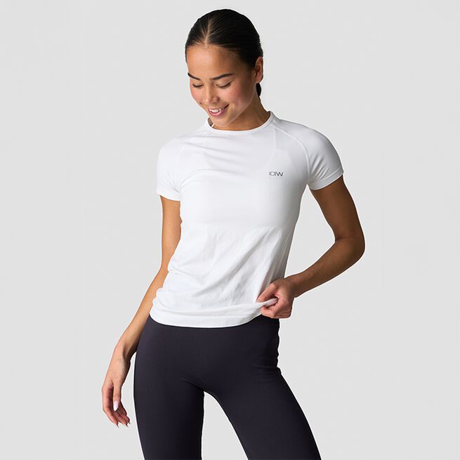 Define Seamless High Neck T-shirt, White, L Seamless t-skjorte Hvit