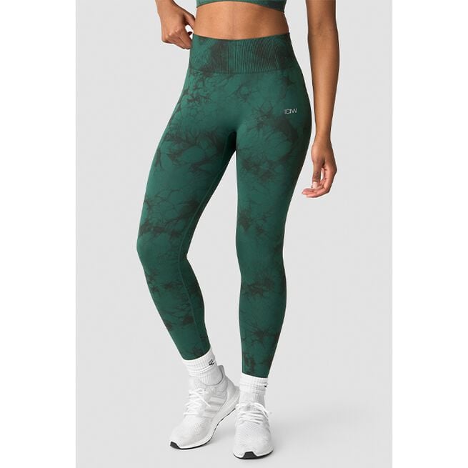Define Seamless Tie Dye Tights, Hunter Green, XS  Define Treningstights Grønn