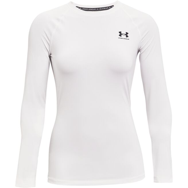 HeatGear Authentics Comp LS, White, L  HG Armour Comp Mock Treningsgenser Hvit