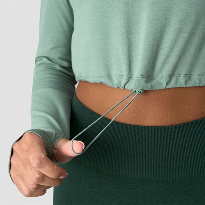 Define Cropped 1/4 Zip Adjustable, Light Moss, L  Define Kort 1/4 Zip Genser Lys Mosegrønn