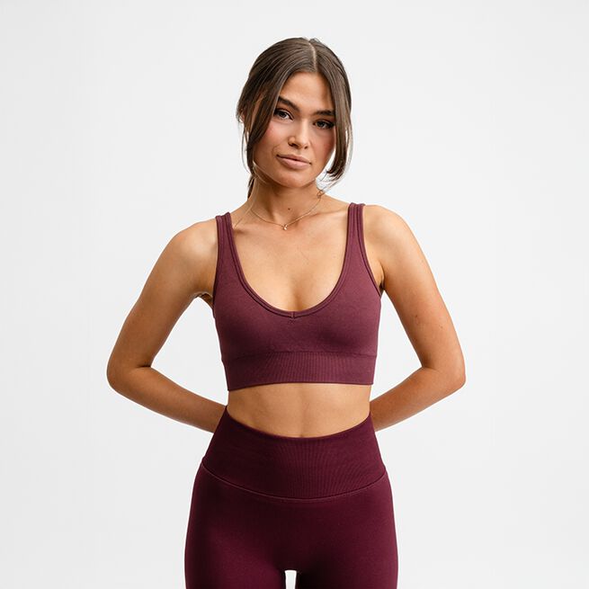 Seamless Deep V Bra, Redwood, XS Sport-BH Rødbrun