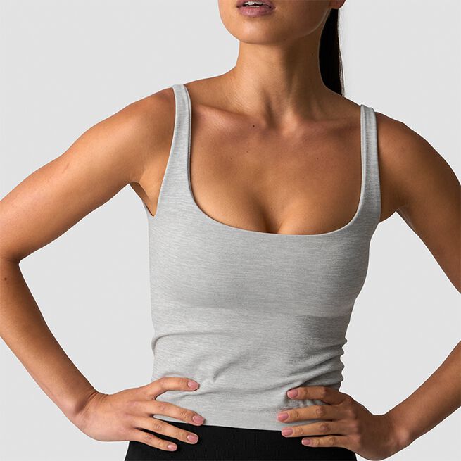 Smooth Seamless 2-in-1 Tank, Light Grey Melange, L Smooth Seamless 2-i-1 Topp Grå