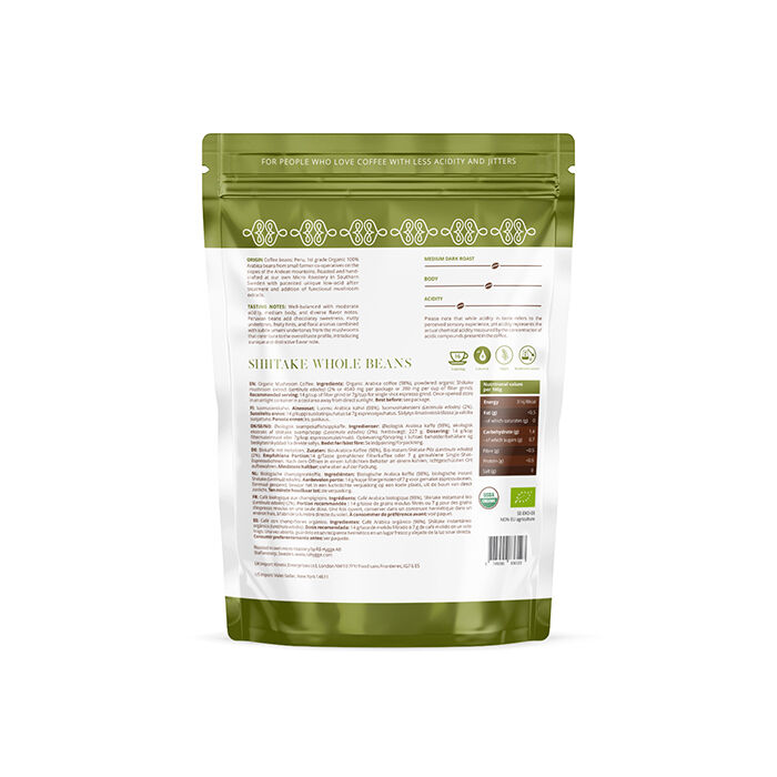 Lavsyrlig Shiitake spesialkaffe Hele b&oslash;nner &Oslash;KO 227g