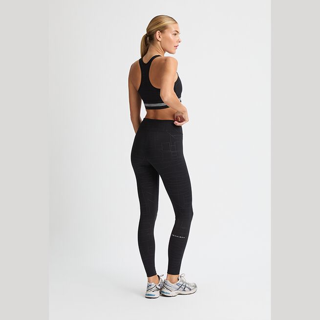 Logo Effect High Waist Tights, Black Logo Emboss, L  Logo Effect Emboss Tights Svart