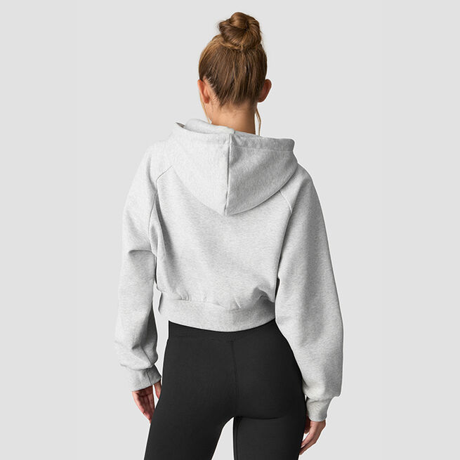 Everyday Cropped Hoodie Wmn, Light Grey Melange Everyday Cropped Hoodie Grå