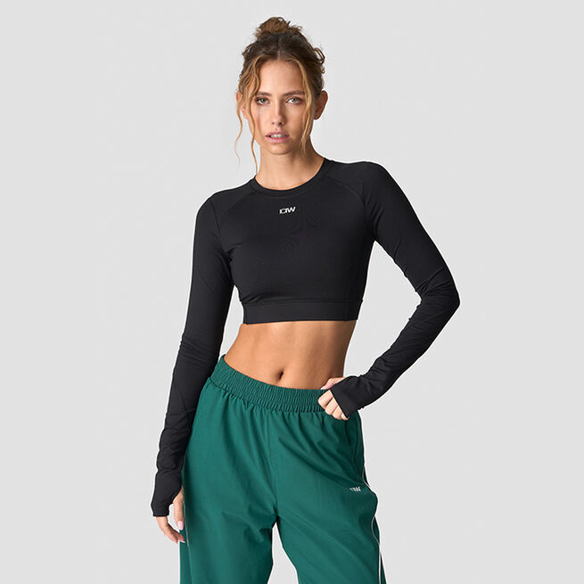 ICIW Contrast Cropped Long Sleeve, Black Contrast Treningsgenser Svart