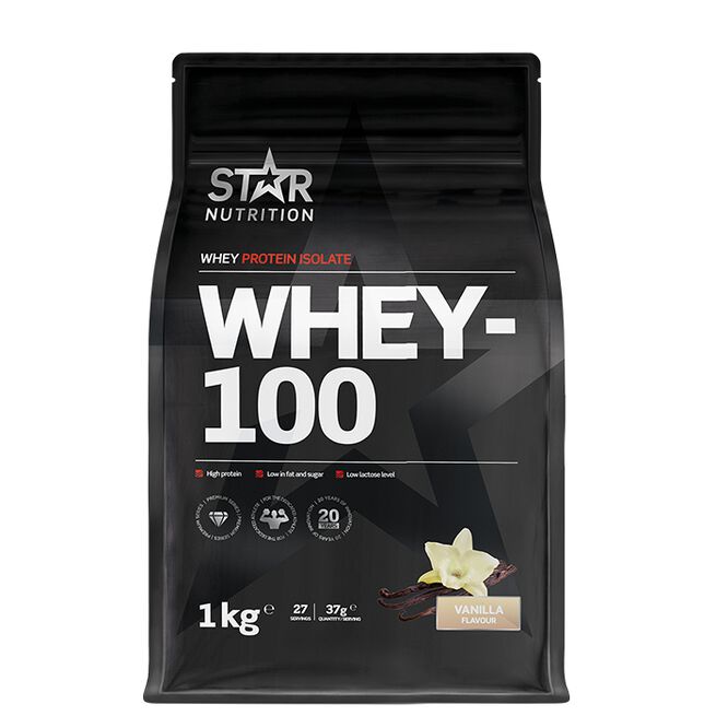 Star nutrition Whey-100 Vanilj Vanilla Whey-100 Myseprotein 1 kg Vanilj