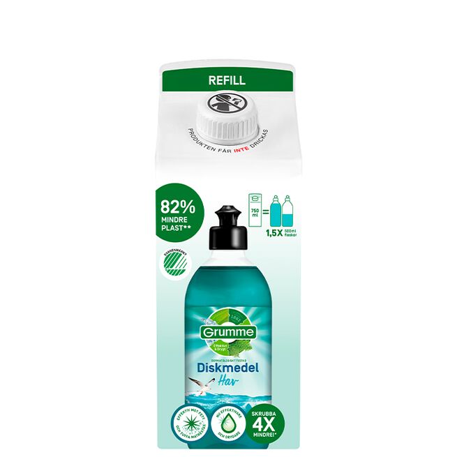 Grumme Handdiskmedel Hav refill 750 ml Grumme Håndoppvaskmiddel Hav Refill 750 ml