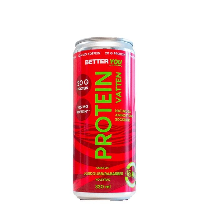 Proteinvatten Koffein - Jordgubb/Rabarber, 330 ml Proteinvann Koffein 330 ml Jordbær Rabarbra