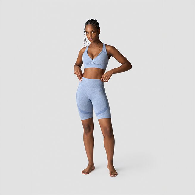 Soft Seamless Biker Shorts, Metal Blue Melange, L  Soft Seamless Sykkelshorts Blå