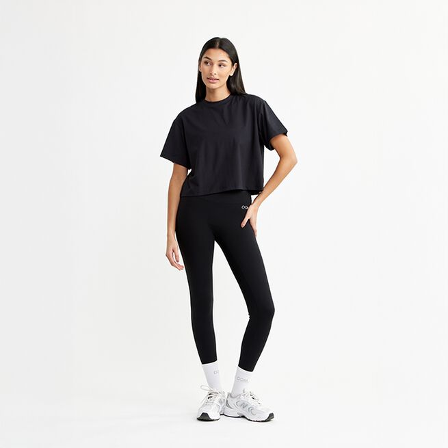 Butter Soft Cropped Tee, Black, XS  Butter Trenings-T-skjorte Svart