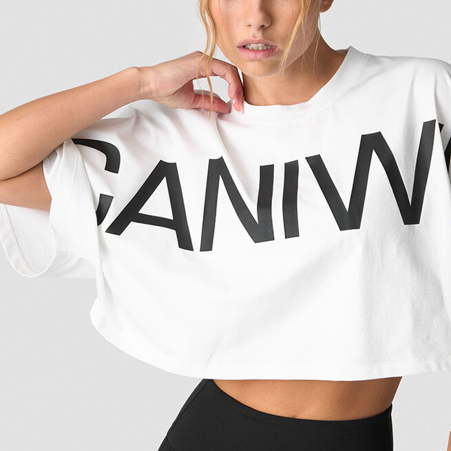 ICIW	Contrast Cropped Logo T-shirt, White Contrast Cropped T-skjorte Hvit
