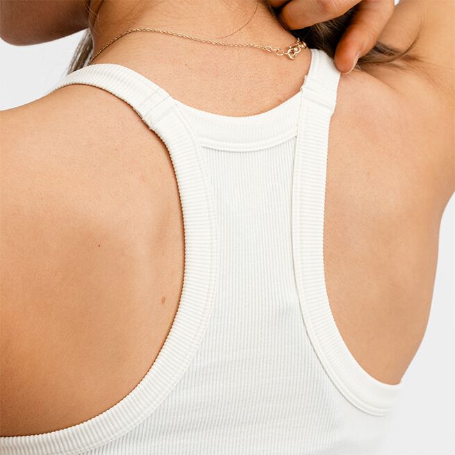 Ribbed Sports Tank Top, White, M  Treningslinne Hvit