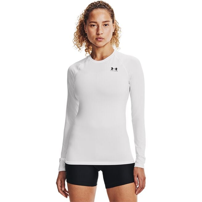 HeatGear Authentics Comp LS, White, L HG Armour Comp Mock Treningsgenser Hvit
