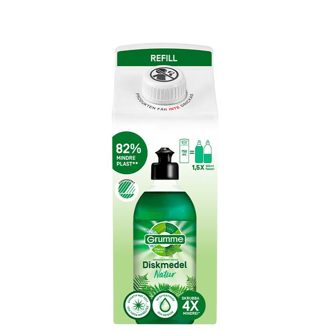 Grumme Handdiskmedel Natur refill 750ml Grumme Håndoppvaskmiddel Natur Refill 750 ml