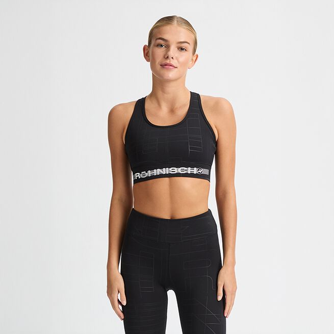 Emblem Racerback Sportsbra, Black Logo Emboss, XS  Emblem Emboss Sports-BH Svart