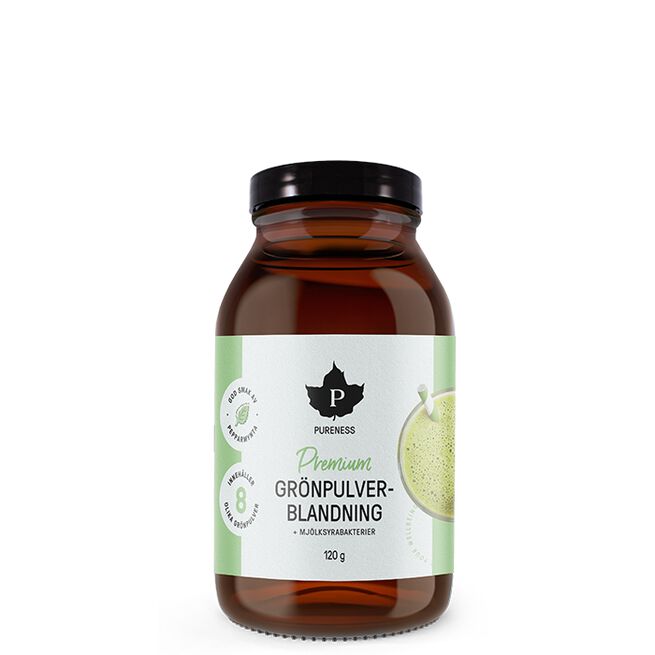 Premium Grönpulverblandning + mjölksyrabakterier 120 g Premium Grønn pulverblanding Plus Melkesyrebakterier 120 g
