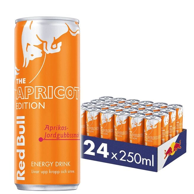 24 x Red Bull Energidryck, 250 ml, Apricot Edition 24 x Red Bull Energidrikk, 250 ml, Apricot Edition Aprikos/Jordgubbe