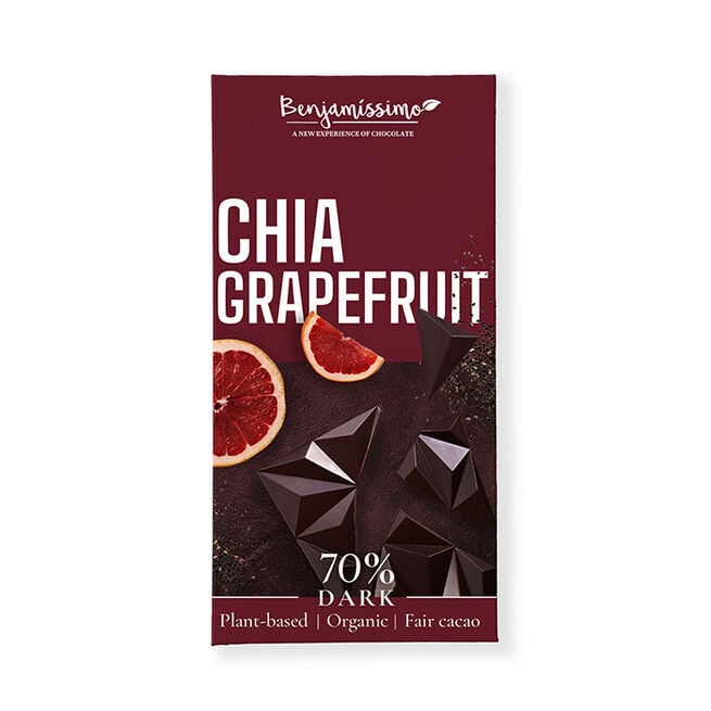 Choklad Mörk 70% Chia & Grapefrukt 60 g Mørk sjokolade 70% Chia & Grapefrukt 70 g