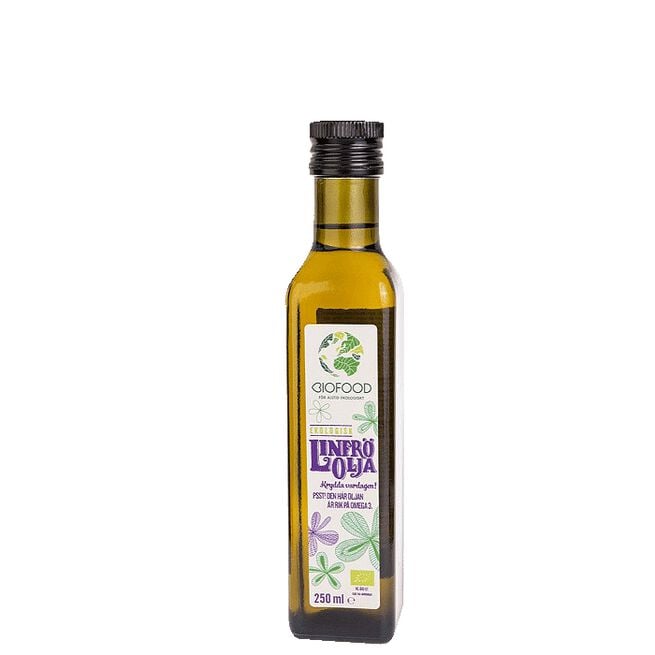 Ekologisk Linfröolja, 250 ml Biofood Økologisk Linfrøolje Kaldpresset 250ml