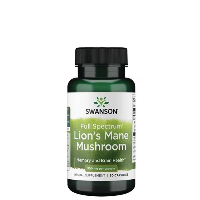 Full Spectrum Lion's Mane Mushroom 500 mg 60 kapslar  Full Spectrum Lion's Mane Mushroom 500 mg 60 kapsler