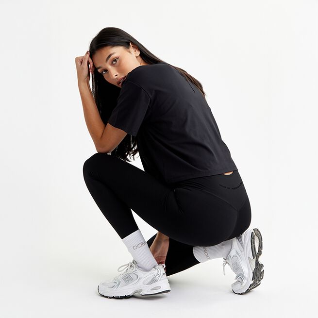 Butter Soft Cropped Tee, Black, XS  Butter Trenings-T-skjorte Svart
