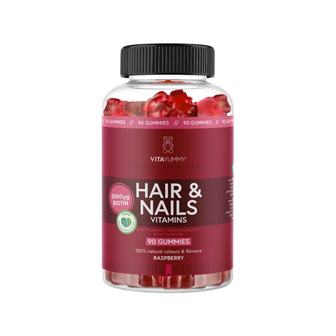 Hair & Nails Vitamins Hallon 90 st Gummies Hair & Nails Vitaminer Bringebær 90 stk Gummies