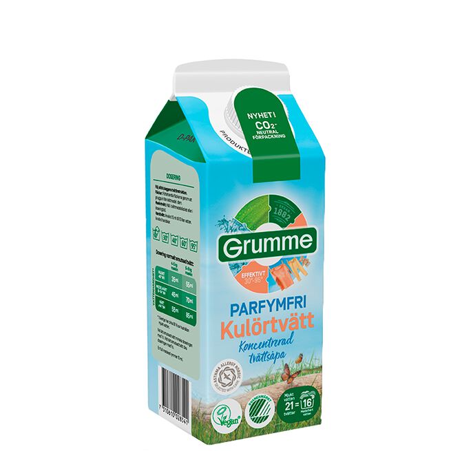 Grumme Flytande Parfymfri Kulörtvätt 750 ml Flytende Parfymefritt Vaskemiddel 750 ml
