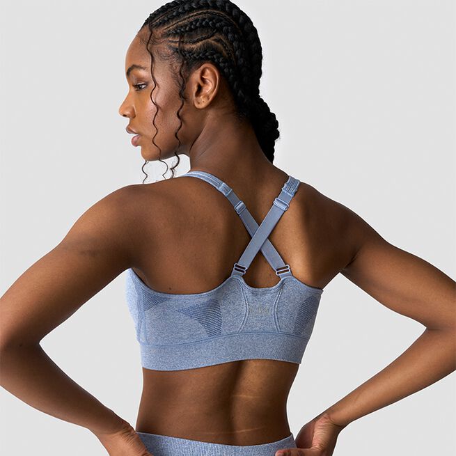 Soft Seamless Adjustable Sports Bra, Metal Blue Melange, L  Soft Seamless Justerbar Sports-BH Blå