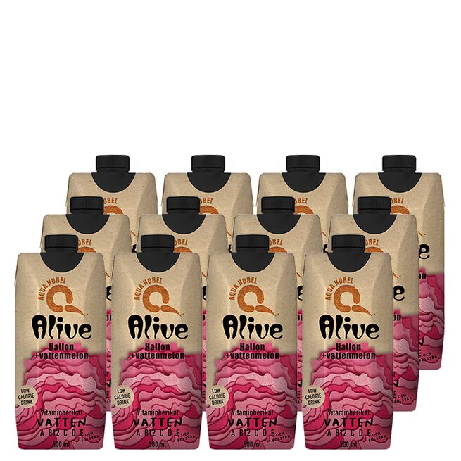 12 x ALIVE, 500 ml, Hallon/Vattenmelon 12 x ALIVE, 500 ml, Bringebær/Vannmelon