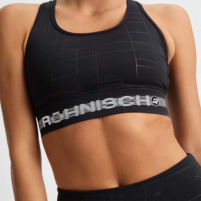 Emblem Racerback Sportsbra, Black Logo Emboss, XS  Emblem Emboss Sports-BH Svart