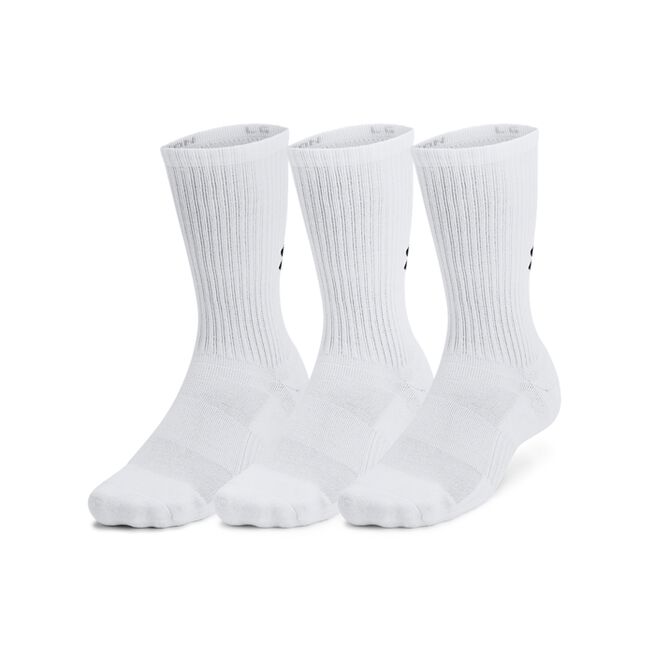 Unisex UA Tech 3pk Crew, White, L UA Tech Crew Sokker 3-pack Hvit