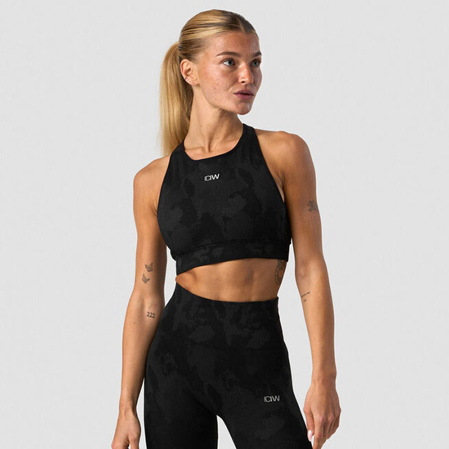 Camo Seamless Sports Bra, Black, L Camo Seamless Sports Bra, Black