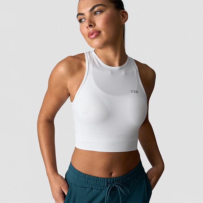 Define Seamless Cropped Tank Top, White, XS Define Seamless Cropped Topp Hvit