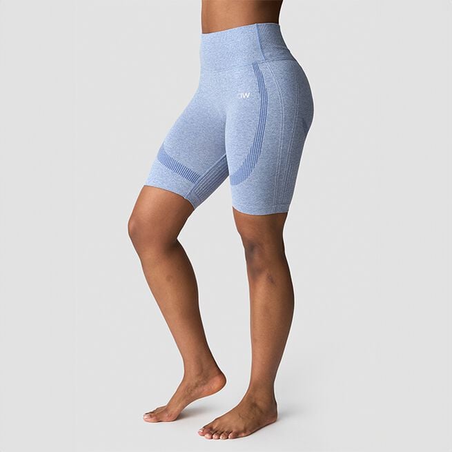 Soft Seamless Biker Shorts, Metal Blue Melange, L  Soft Seamless Sykkelshorts Blå