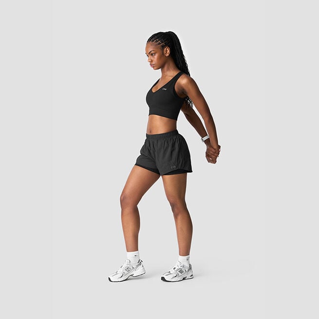 Ribbed Define Seamless Cropped V-neck Tank Top, Black Ribbet Seamless Cropped Trenings-topp Svart