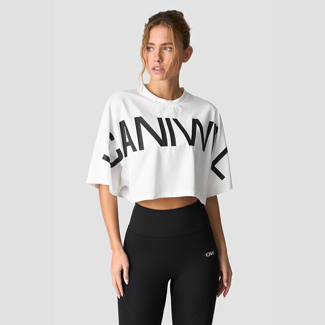 ICIW Contrast Cropped Logo T-shirt, White Contrast Cropped T-skjorte Hvit