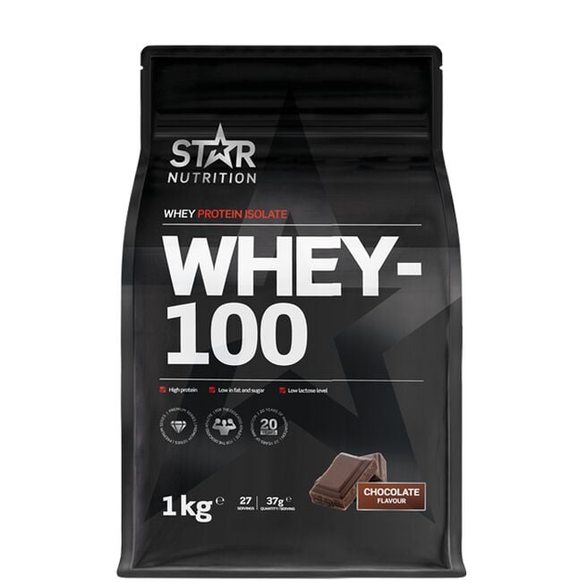 Star nutrition Whey-100 Chocolate Whey-100 Myseprotein 1 kg Choklad