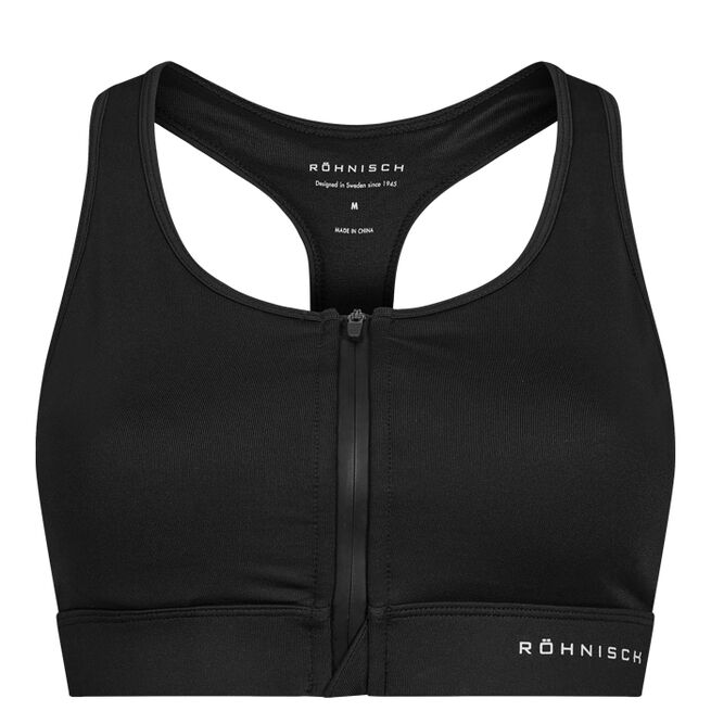 Röhnisch Essential Zip Sportsbra, Black Essential Zip Sports-bh Svart