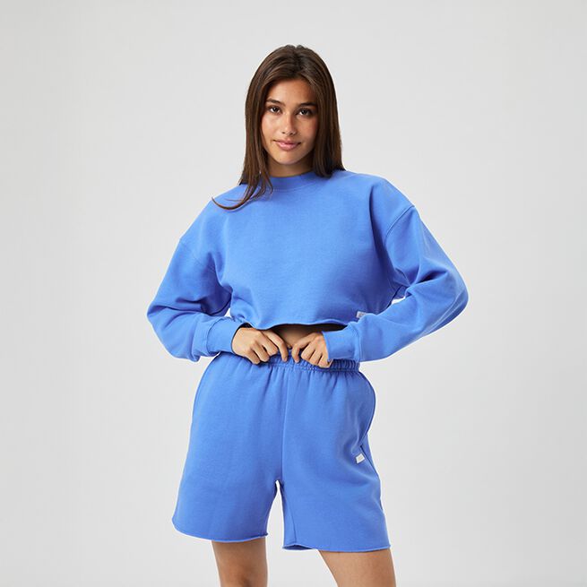 Studio Oversized Cropped Sweatshirt, Ultramarine, L  Studio Oversized Croppet Sweatshirt Marineblå